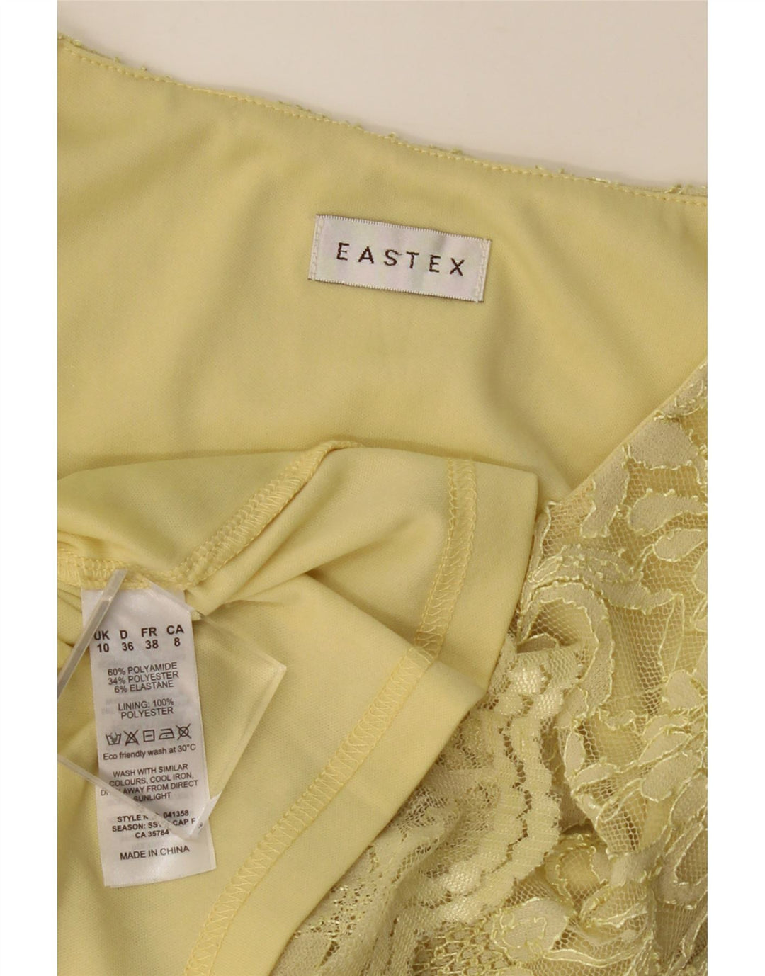 VINTAGE Womens Blouse Top UK 10 Small Yellow Polyamide Vintage Vintage and Second-Hand Vintage from Messina Hembry 