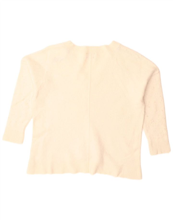 Maglione maglione oversize con scollo a V da donna Massimo Dutti UK 10 piccolo bianco sporco
