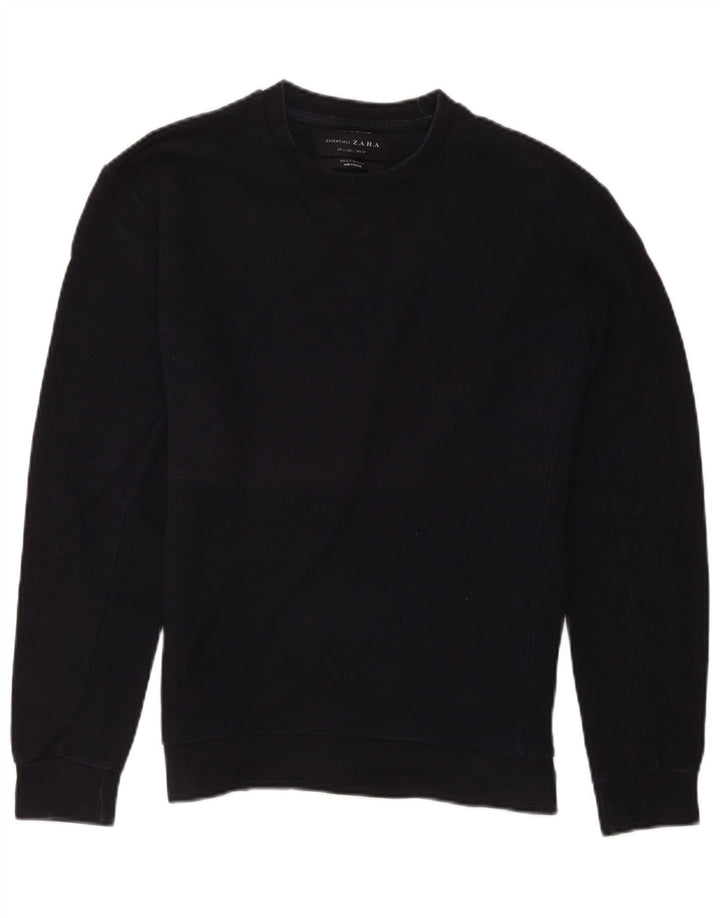 Felpa Zara da uomo maglione grande in cotone blu navy