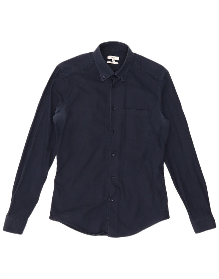 Camicia REISS da uomo slim fit piccola in cotone blu navy