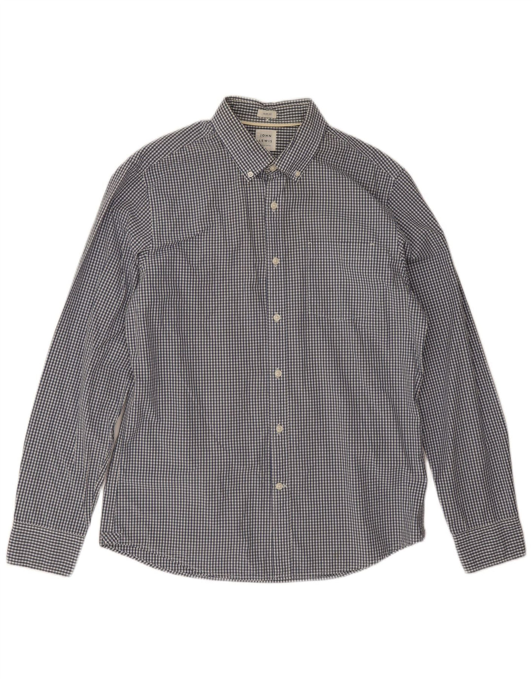 Camicia slim fit da uomo John Lewis grande in cotone a quadretti blu navy