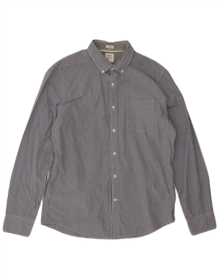 Camicia slim fit da uomo John Lewis grande in cotone a quadretti blu navy