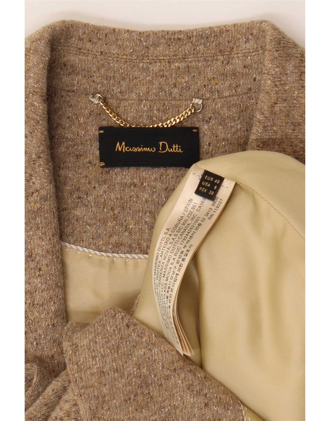 Giacca blazer da donna a 2 bottoni lavorata a maglia di Massimo Dutti EU 40 Beige medio screziato