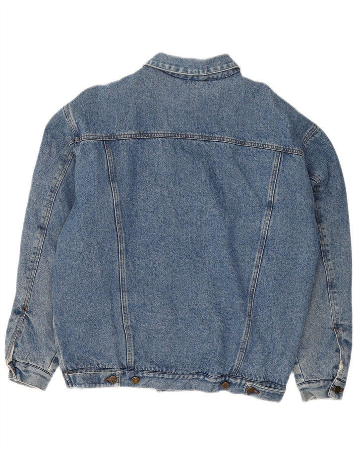 Giacca vintage in denim sherpa da uomo UK 40 grande blu