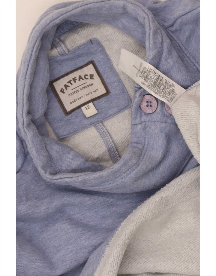 Felpa da donna con collo abbottonato Fat Face, maglione UK 12, cotone blu medio