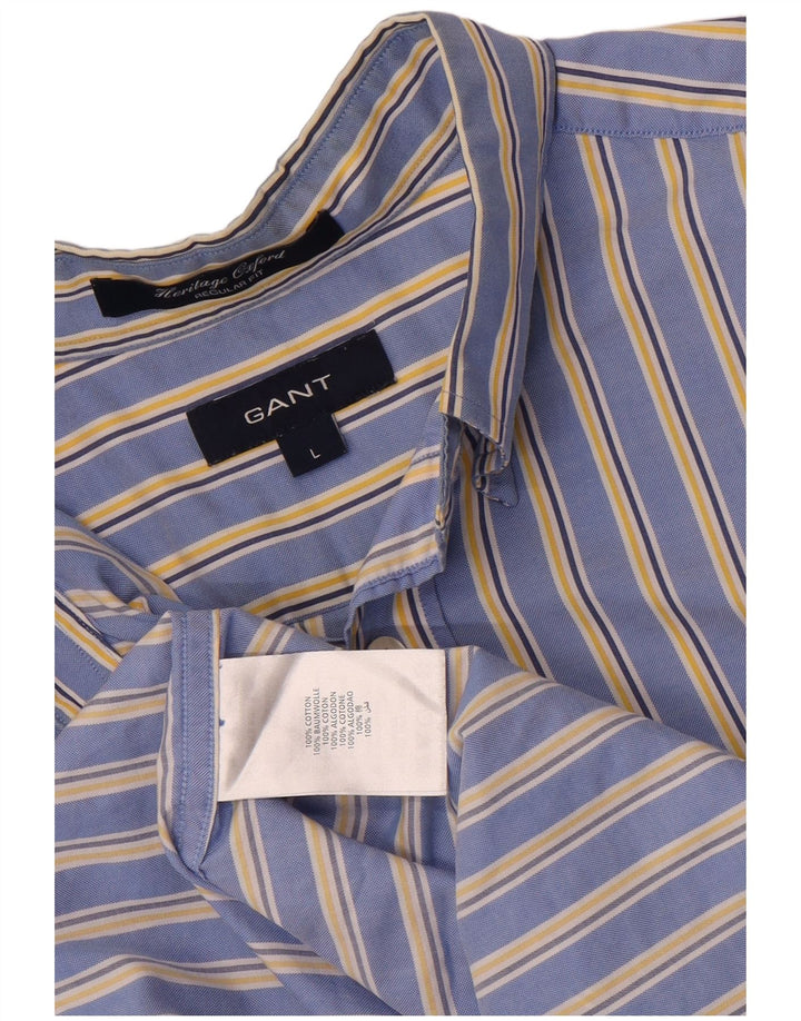 Gant Camicia da uomo a maniche corte vestibilità regolare in cotone a righe grandi blu