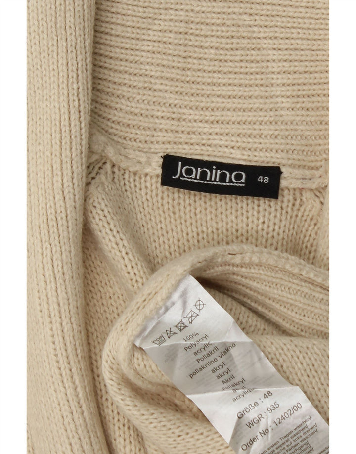 JANINA Maglione cardigan lungo oversize da donna EU 48 2XL Beige Fair Isle