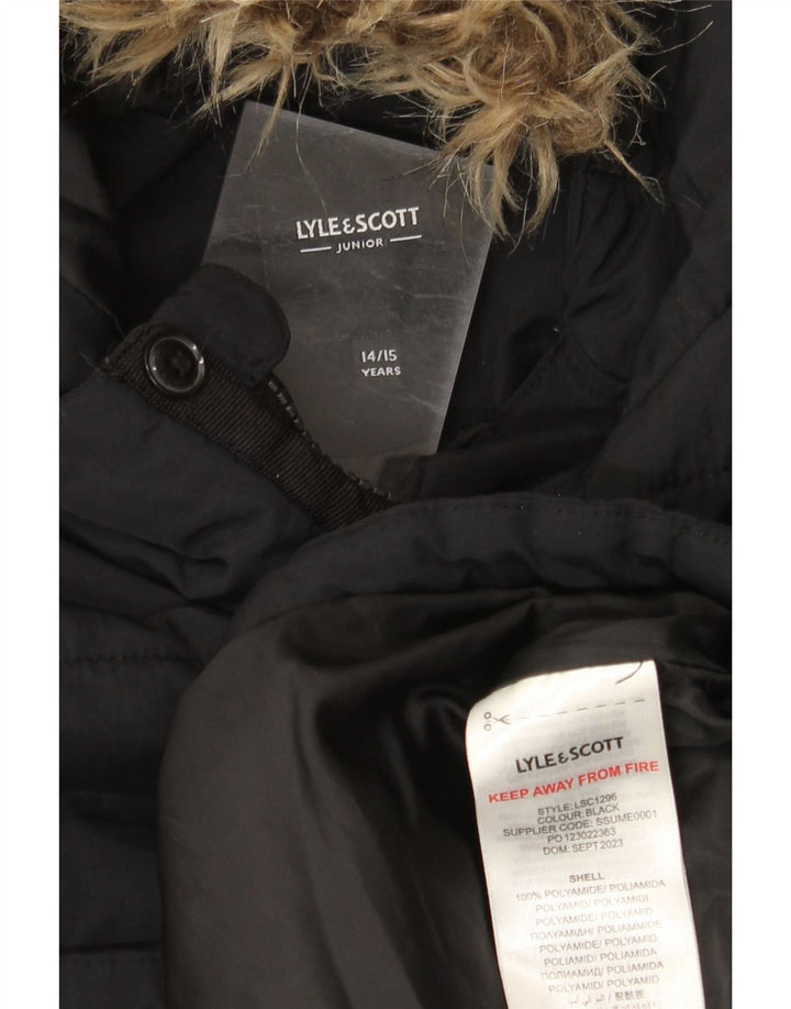 Giacca imbottita con cappuccio Lyle & Scott da bambino 14-15 anni in poliammide nera