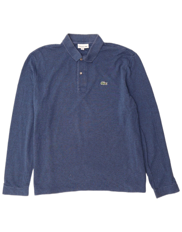 Polo LACOSTE da uomo a maniche lunghe vestibilità classica taglia 7 2XL cotone blu