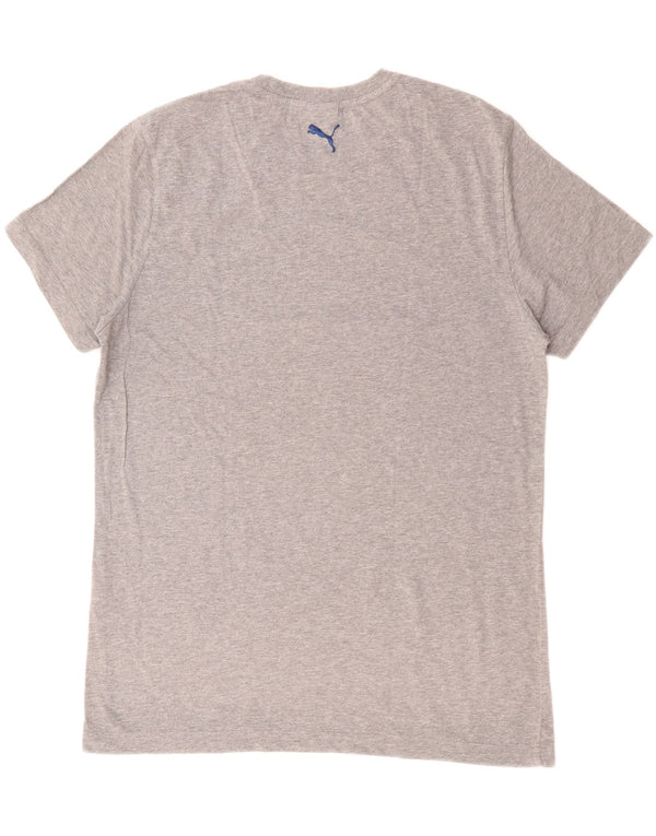 T-shirt grafica da uomo Puma grande in cotone grigio