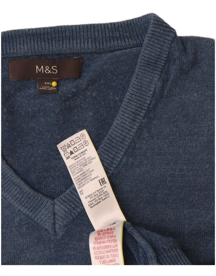 Maglione da uomo con scollo a V Marks & Spencer 3XL acrilico blu