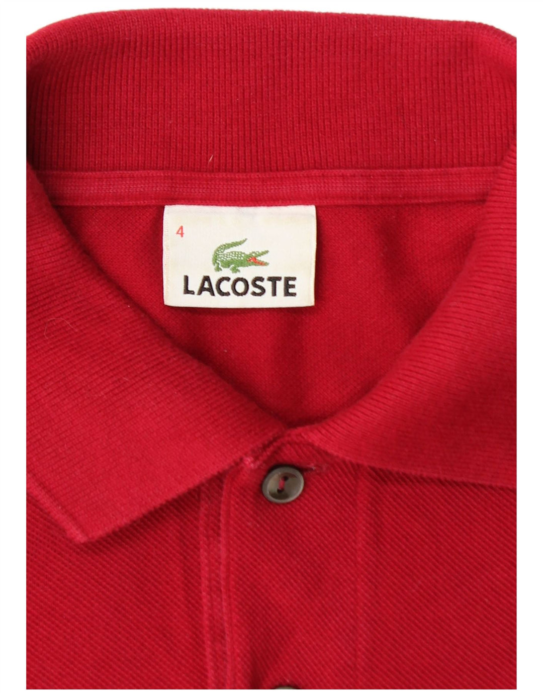 LACOSTE Mens Polo Shirt Size 4 Medium Red Cotton