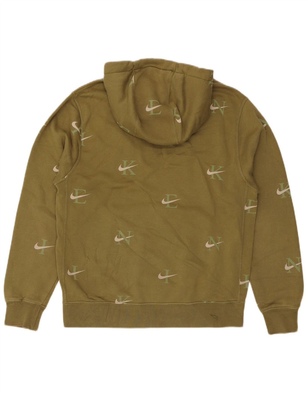 Felpa con cappuccio grafica Nike da uomo in cotone kaki medio