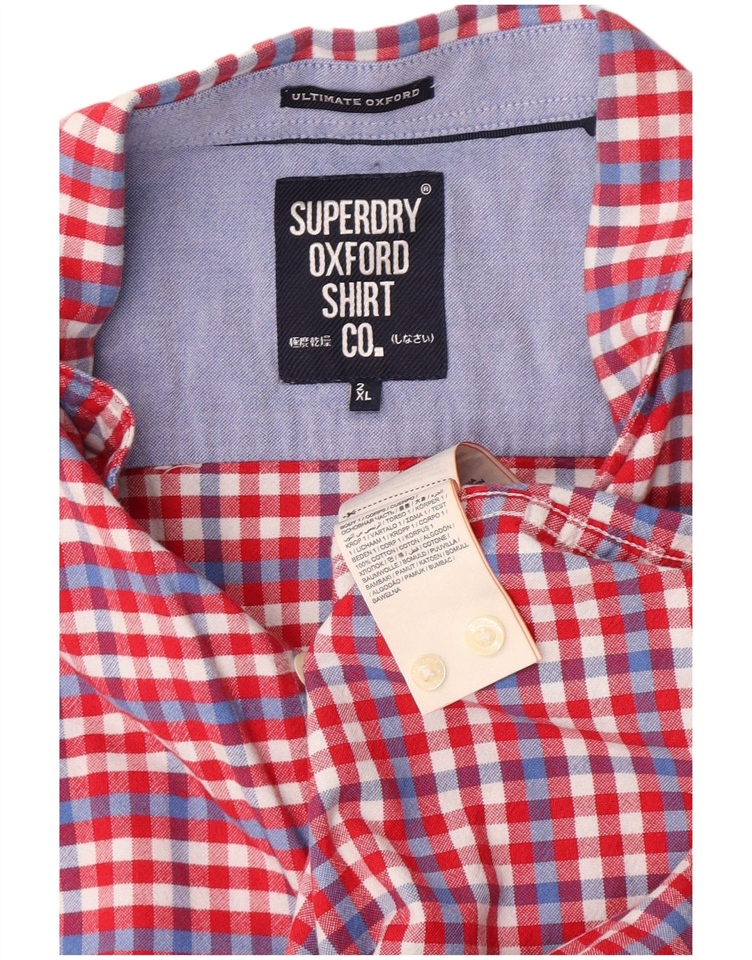 Camicia a maniche corte da uomo Superdry 2XL in cotone a quadretti rosso