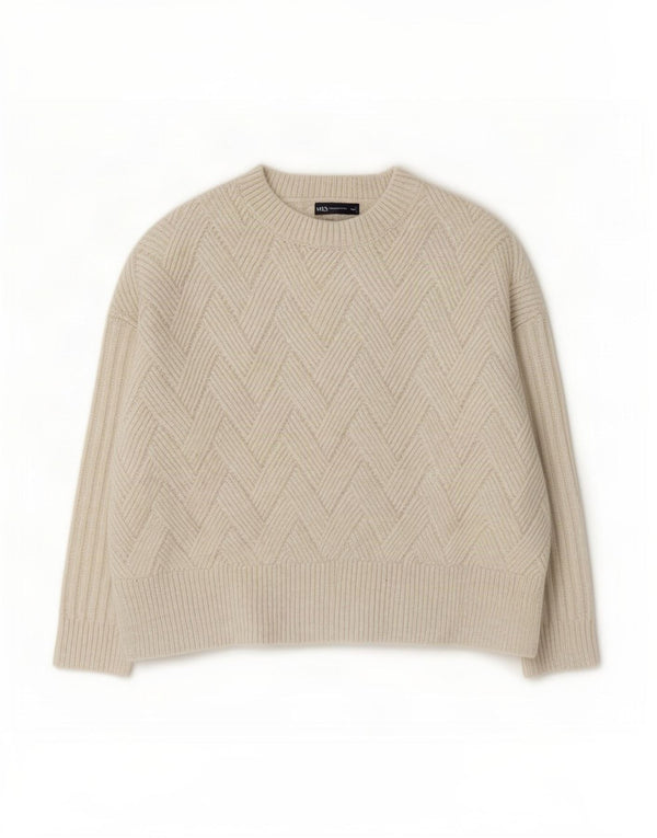 Maglione maglione girocollo oversize da donna Marks & Spencer UK 16 grande bianco