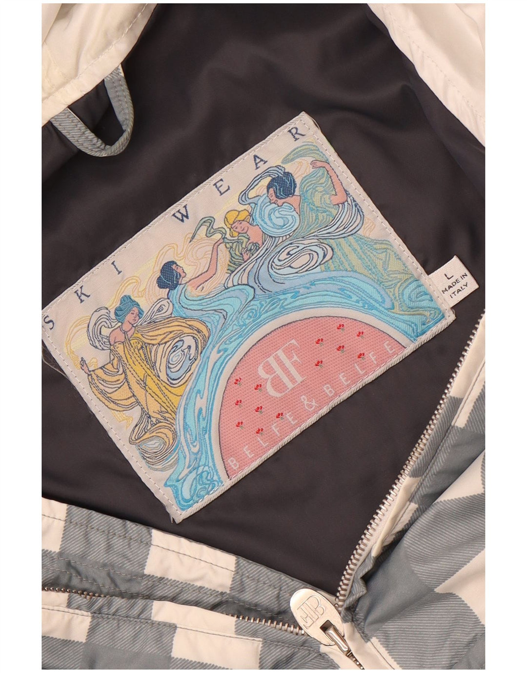 Giacca da sci oversize con cappuccio da donna Belfe & Belfe UK 16 Large Grey Gingham