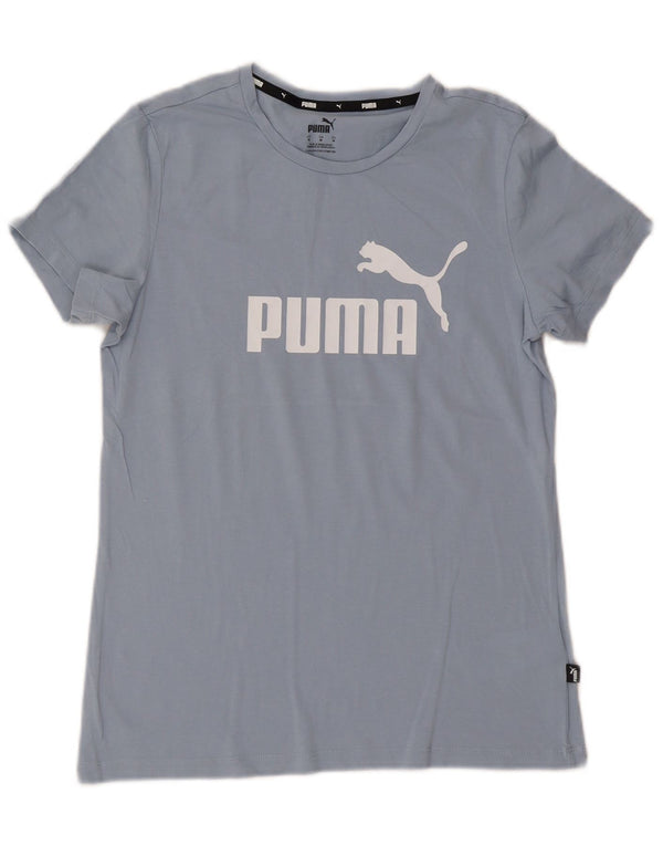 T-shirt grafica da donna Puma Top UK 12 cotone blu medio