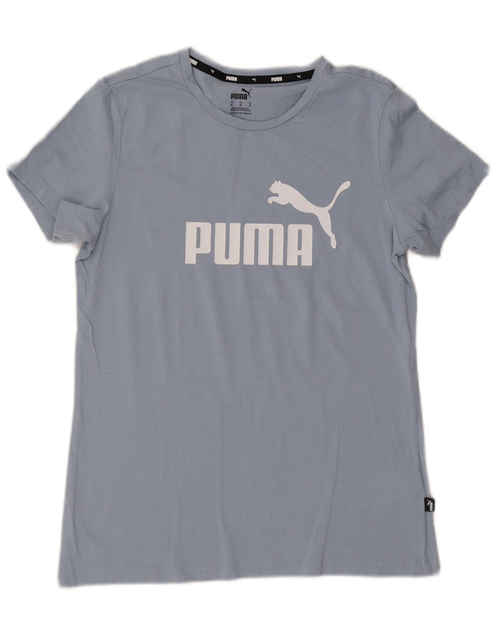 T-shirt grafica da donna Puma Top UK 12 cotone blu medio