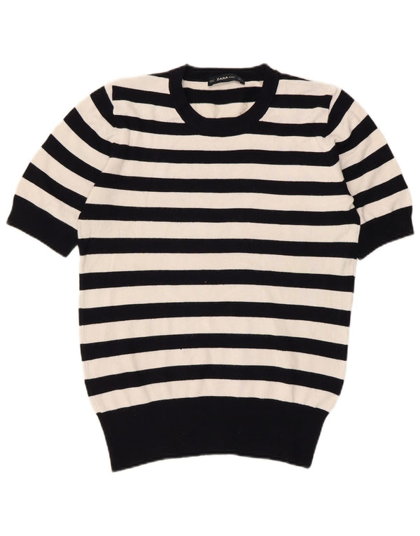Maglione maglione girocollo da donna Zara UK 12 medio a righe nere