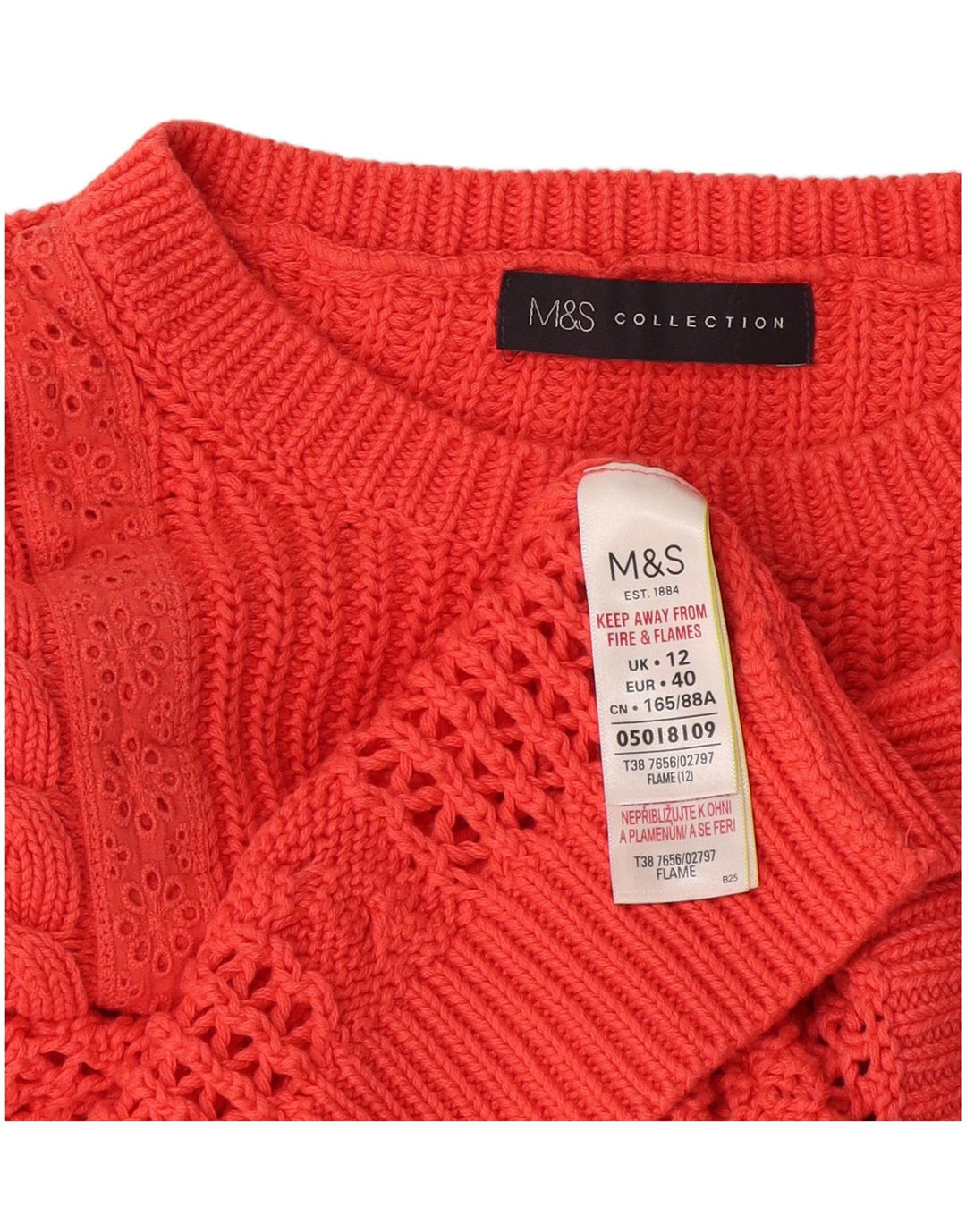 Maglione maglione girocollo da donna Marks & Spencer UK 12 arancione medio