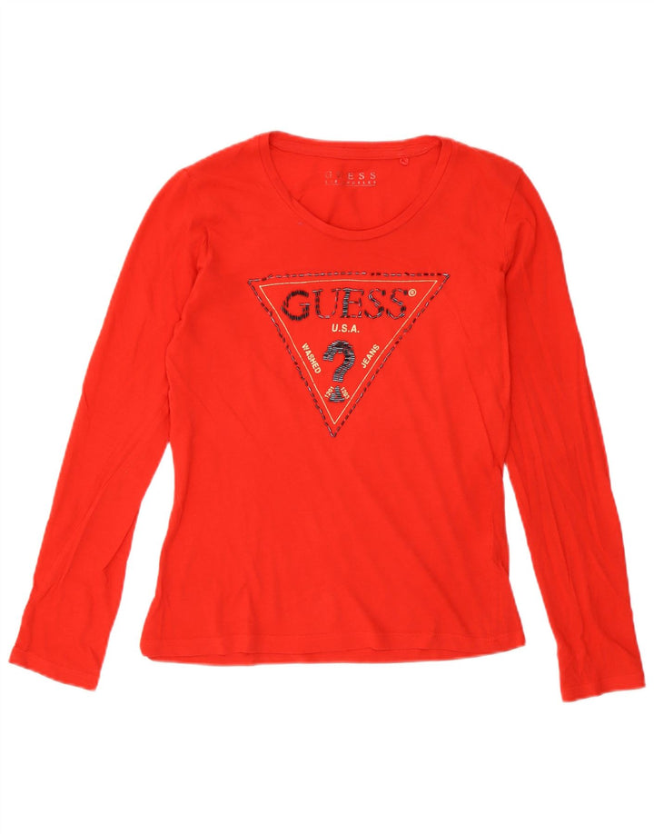 Guess Top grafico da donna a maniche lunghe UK 6 XS Rosso