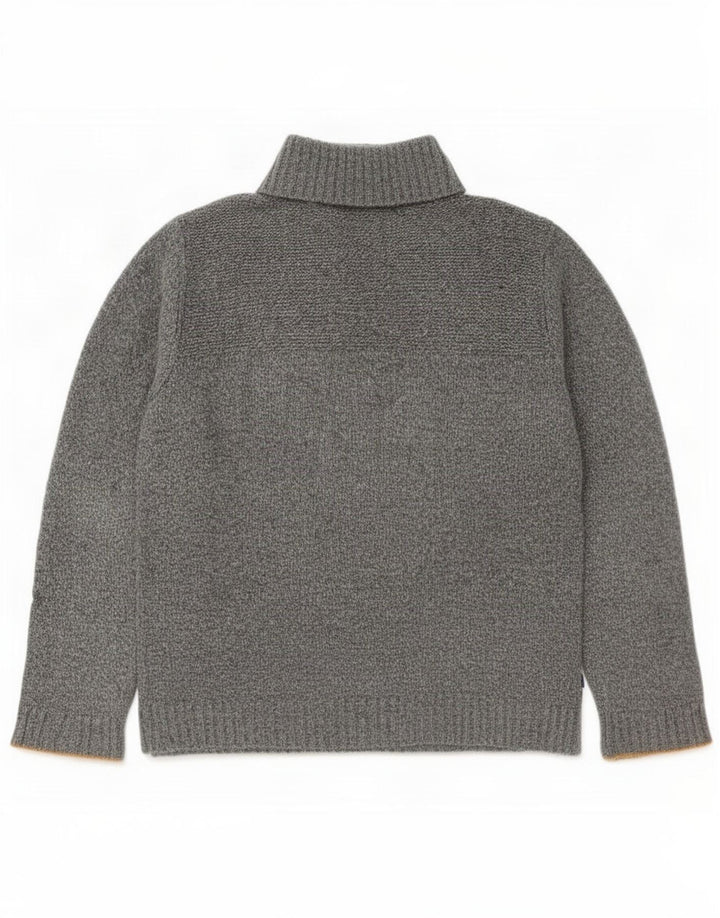 Maglione da uomo con collo abbottonato Fat Face, grande lana screziata grigia
