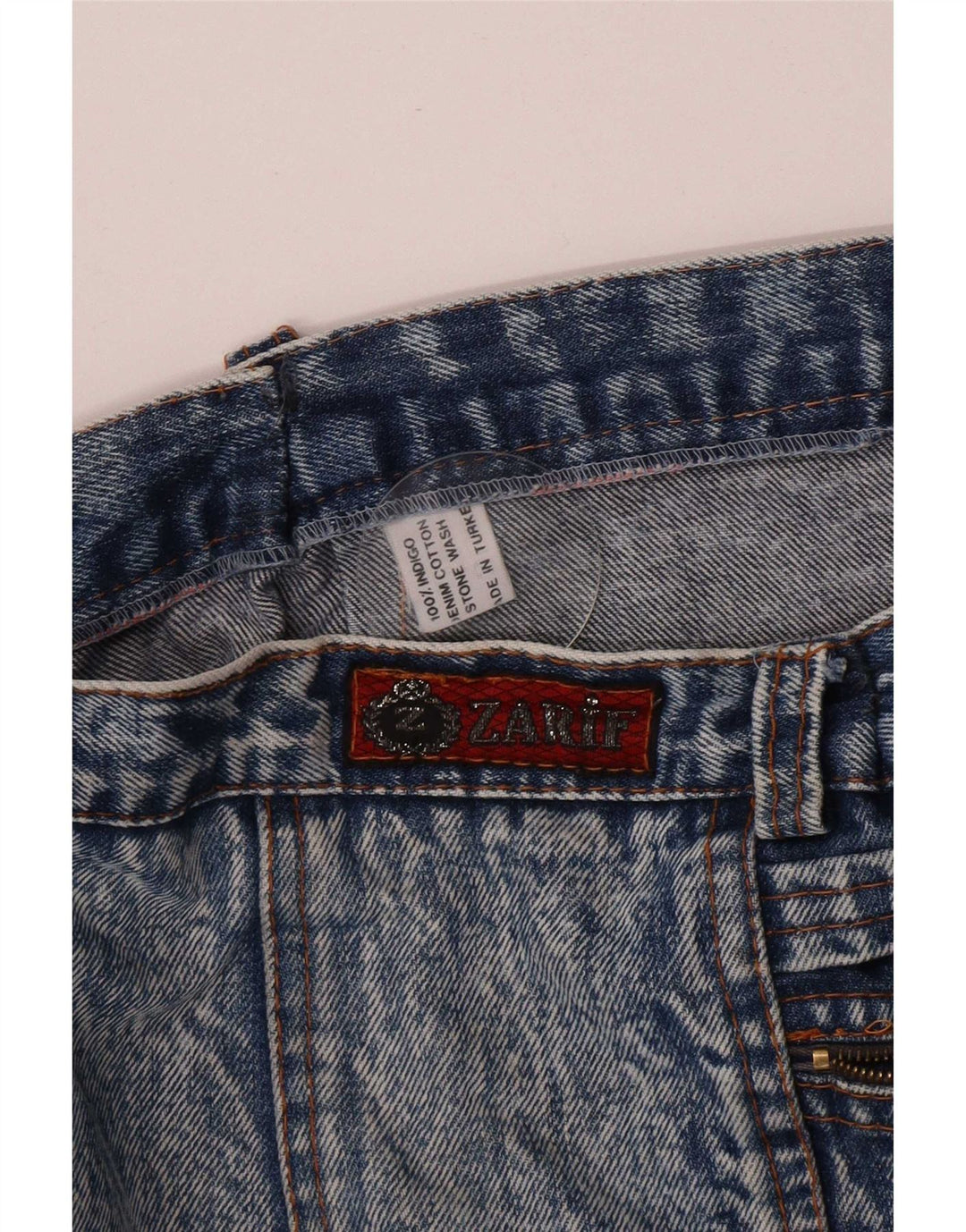 Gonna vintage in denim da donna W36 XL in cotone blu