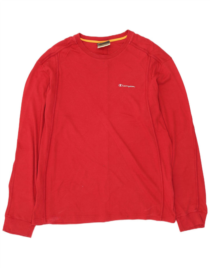 CHAMPION Top da uomo a maniche lunghe 2XL Rosso Cotone