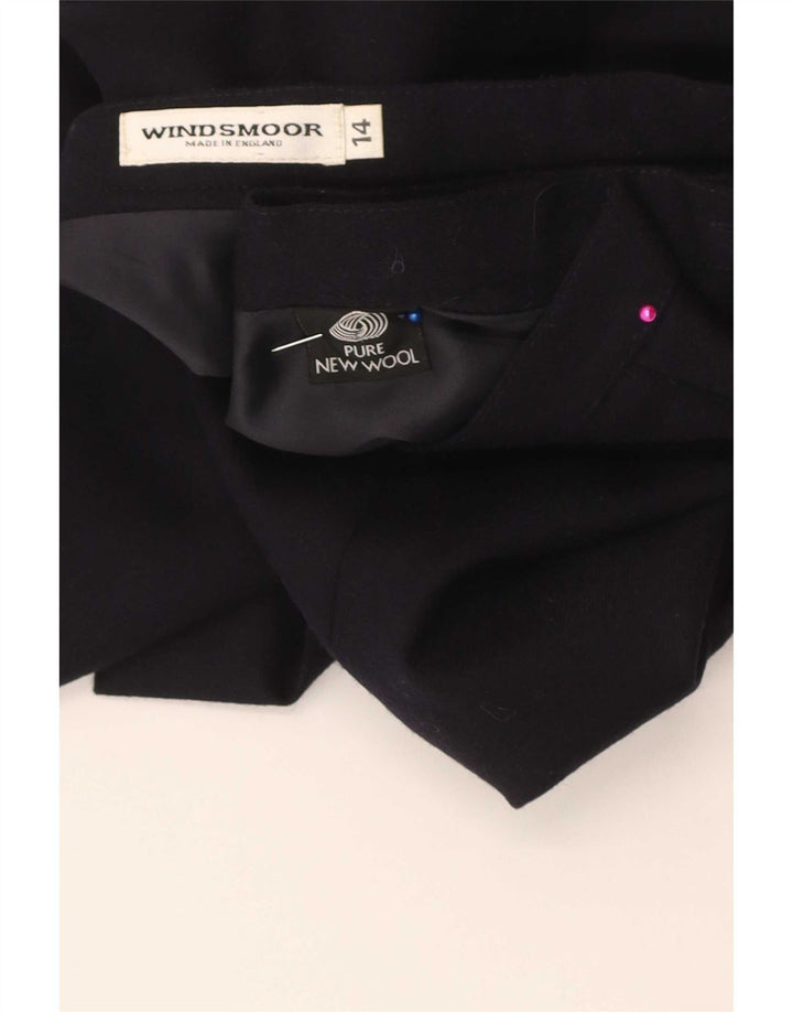 Gonna longuette da donna Windsmoor UK 14 media W27 blu navy in lana vergine