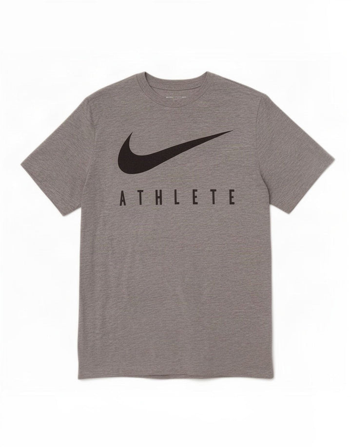 T-shirt grafica Nike Dri Fit da uomo in poliestere chiazzato grigio medio