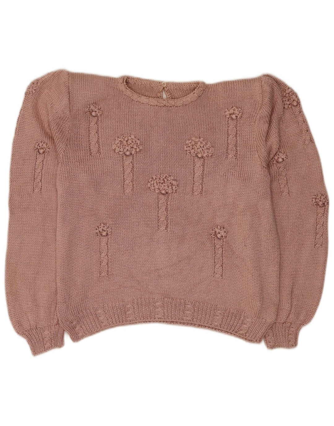 Maglione maglione girocollo corto da donna vintage UK 16 grande rosa