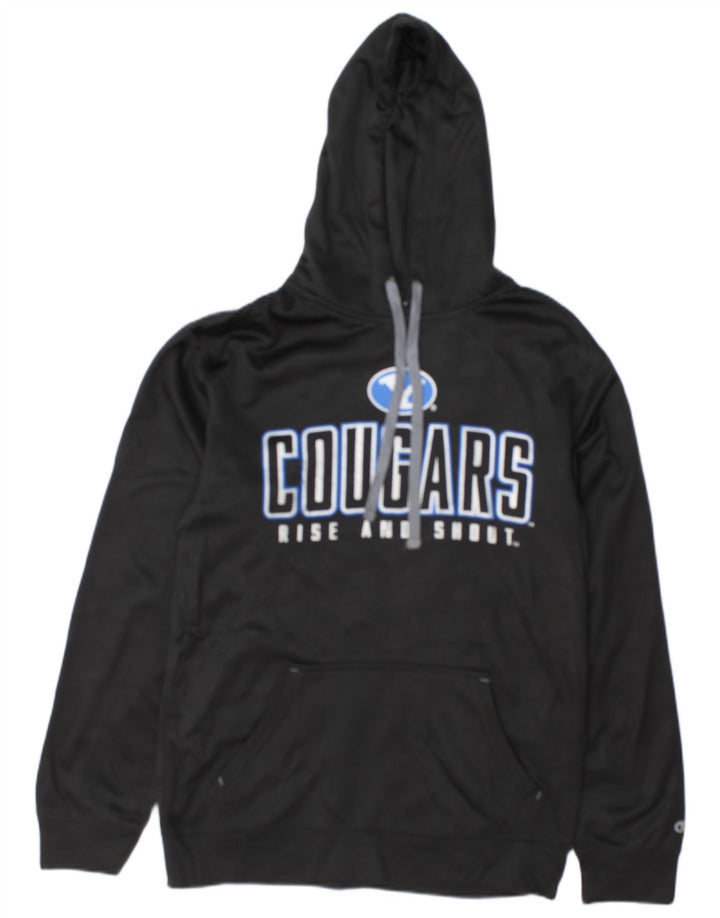 Felpa con cappuccio grafica Champion Cougars da uomo, piccola, in poliestere nero