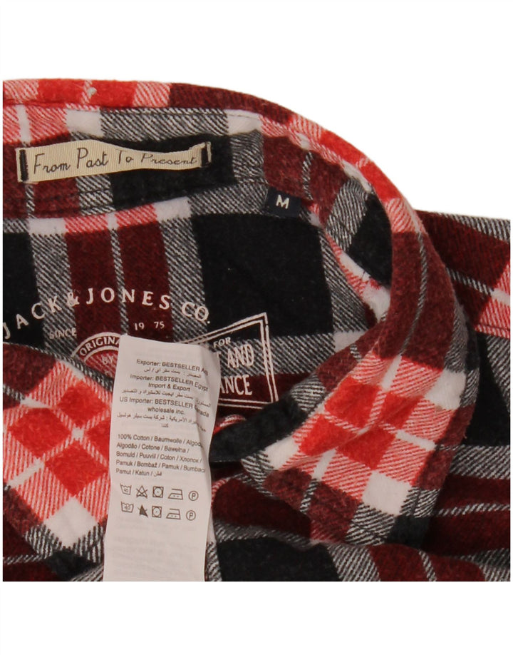 JACK & JONES Camicia da uomo in flanella di cotone a quadri rossi medi