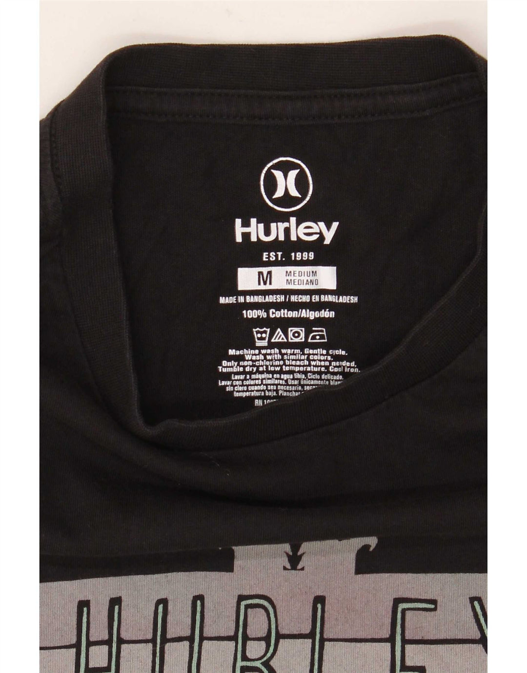 T-shirt grafica da uomo Hurley Top in cotone nero medio