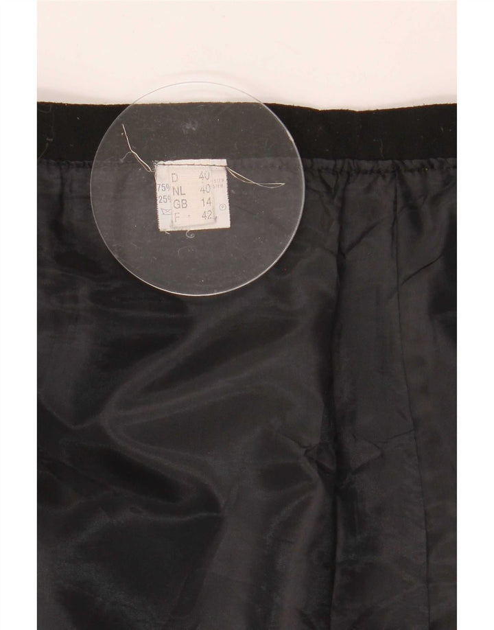 Minigonna vintage da donna UK 14 media W28 poliestere nero