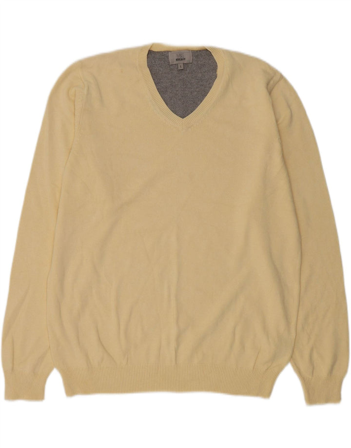 MARKS & SPENCER Maglione da uomo con scollo a V vestibilità regolare grande cotone beige