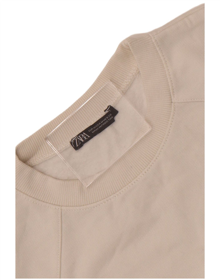 Felpa Zara da donna oversize corta con maniche a 3/4, taglia UK 14, colore bianco medio