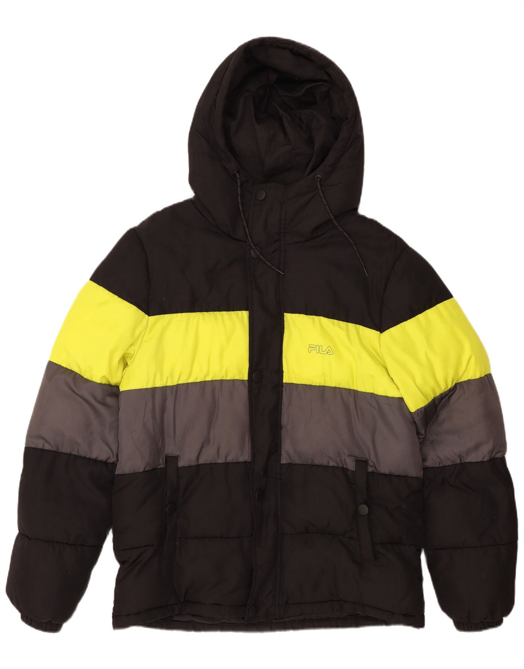 Giacca imbottita con cappuccio da uomo FILA UK 36 Small Poliestere color block nero