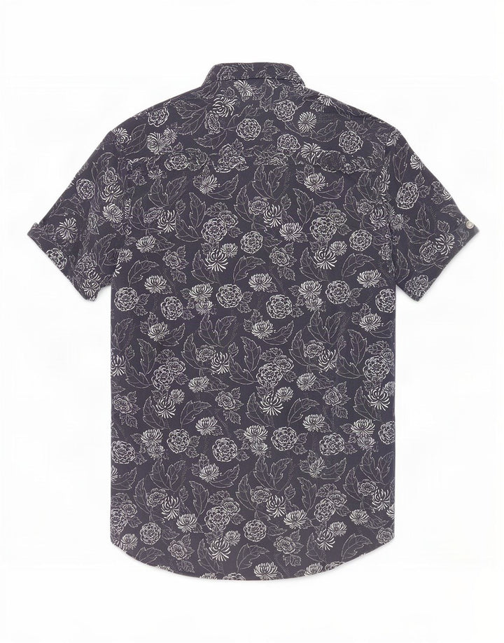 Ted Baker Camicia a maniche corte da uomo taglia 2 piccola in cotone floreale blu navy