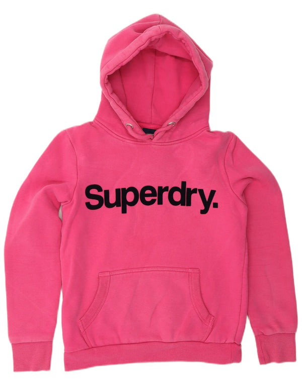 Maglione con cappuccio grafico da donna SUPERDRY UK 10 piccolo cotone rosa