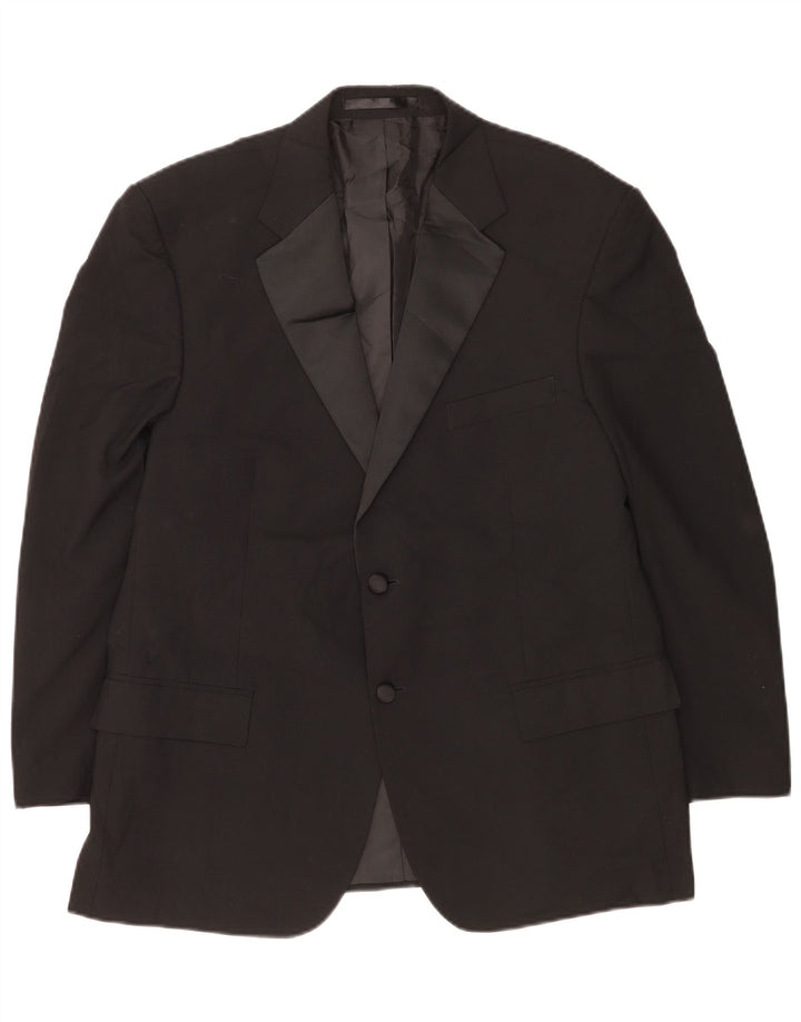 Giacca blazer corta da uomo Marks & Spencer a 2 bottoni UK 42 XL poliestere nero