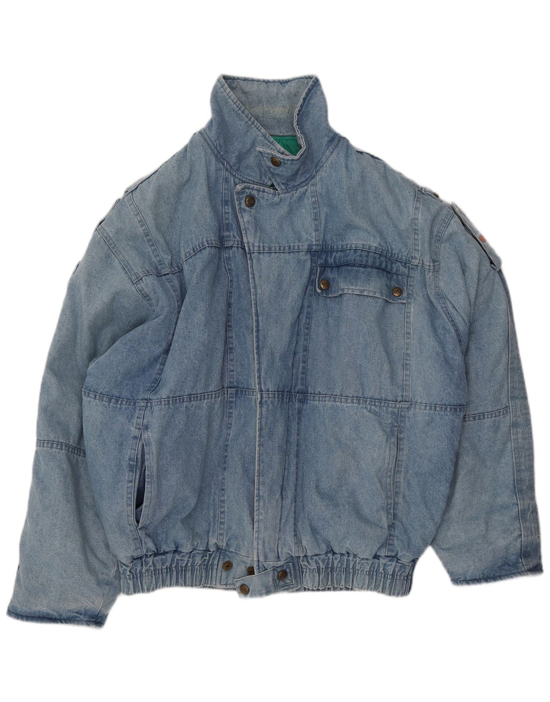 HEIN GERICKE Giacca in denim militare vestibilità ampia da uomo UK 38 Cotone blu medio
