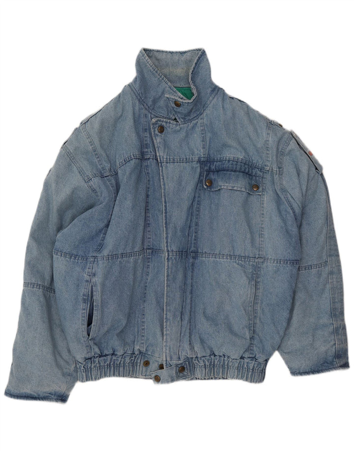 HEIN GERICKE Giacca in denim militare vestibilità ampia da uomo UK 38 Cotone blu medio
