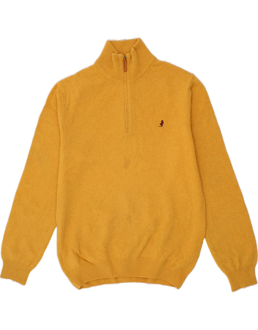 MARLBORO CLASSICS Maglione da uomo con zip e collo grande in lana gialla