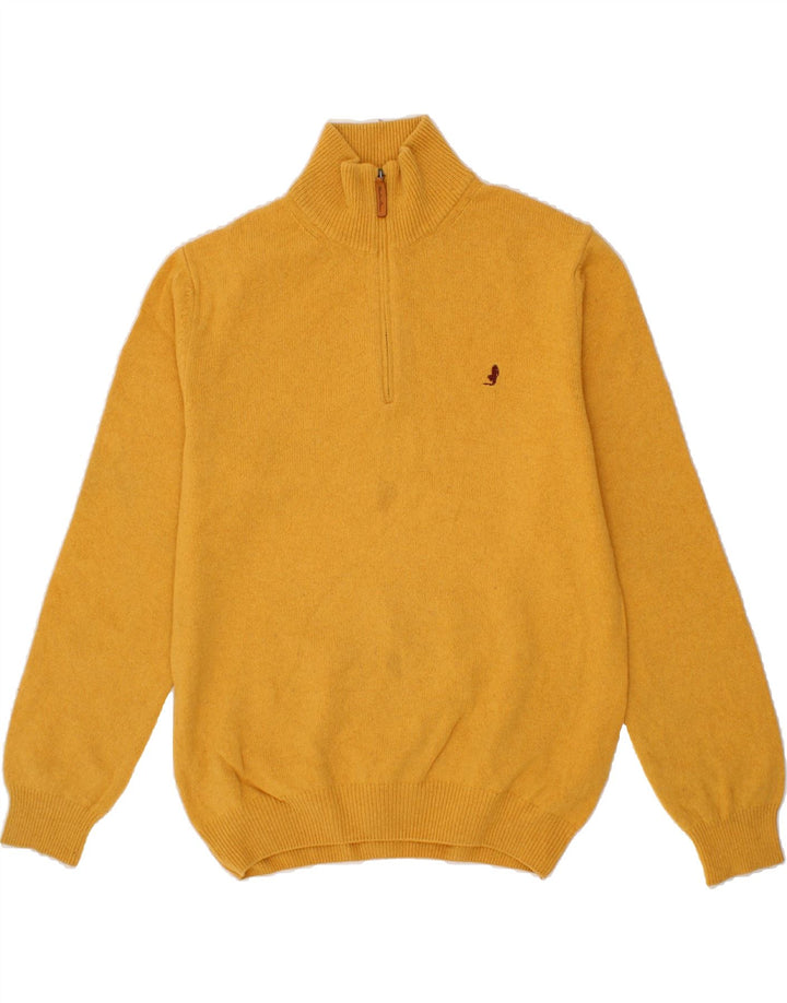 MARLBORO CLASSICS Maglione da uomo con zip e collo grande in lana gialla