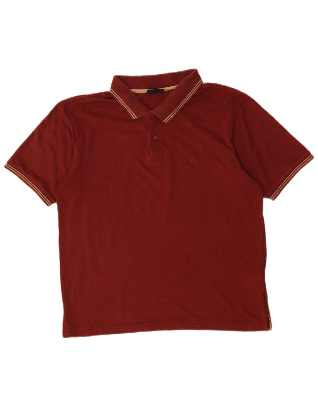 Polo da uomo Champion in cotone a righe bordeaux medio