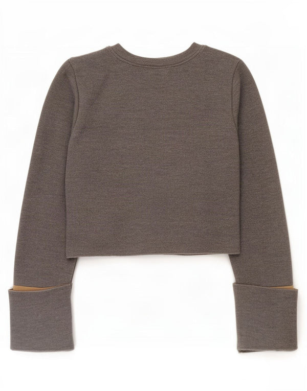 Top corto da donna Zara a maniche lunghe UK 10 piccolo grigio