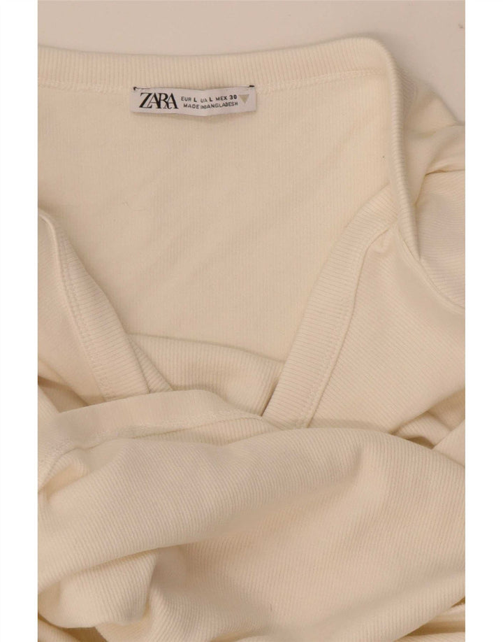 Top corto da donna Zara a maniche lunghe UK 14 grande bianco