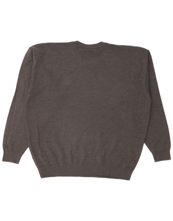 Maglione maglione girocollo da uomo Lacoste XL in lana grigia