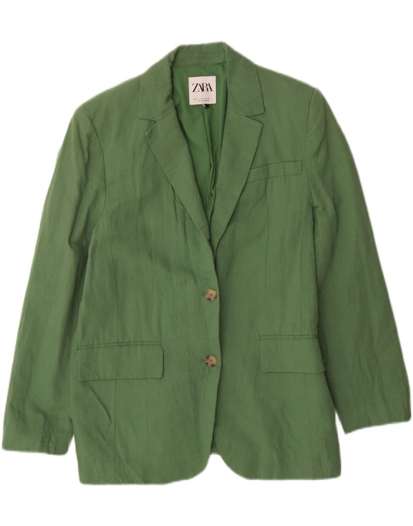 Giacca blazer oversize a 2 bottoni da donna Zara UK 10 piccola in lino verde